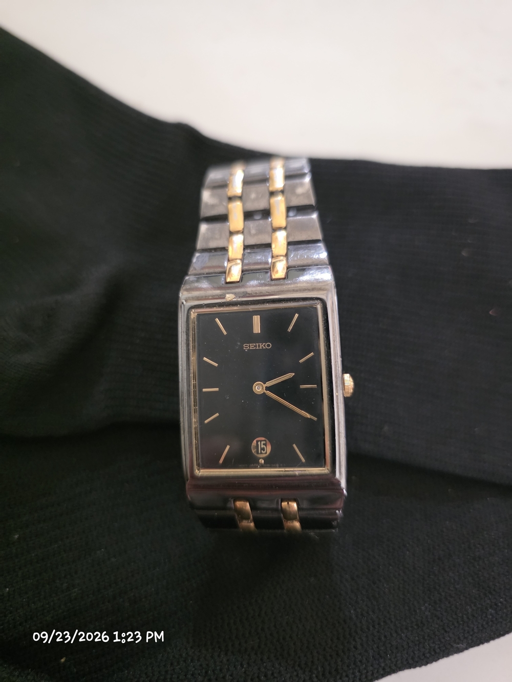 Seiko Men’s Two-Tone Rectangular Dress Watch - Black Dial
